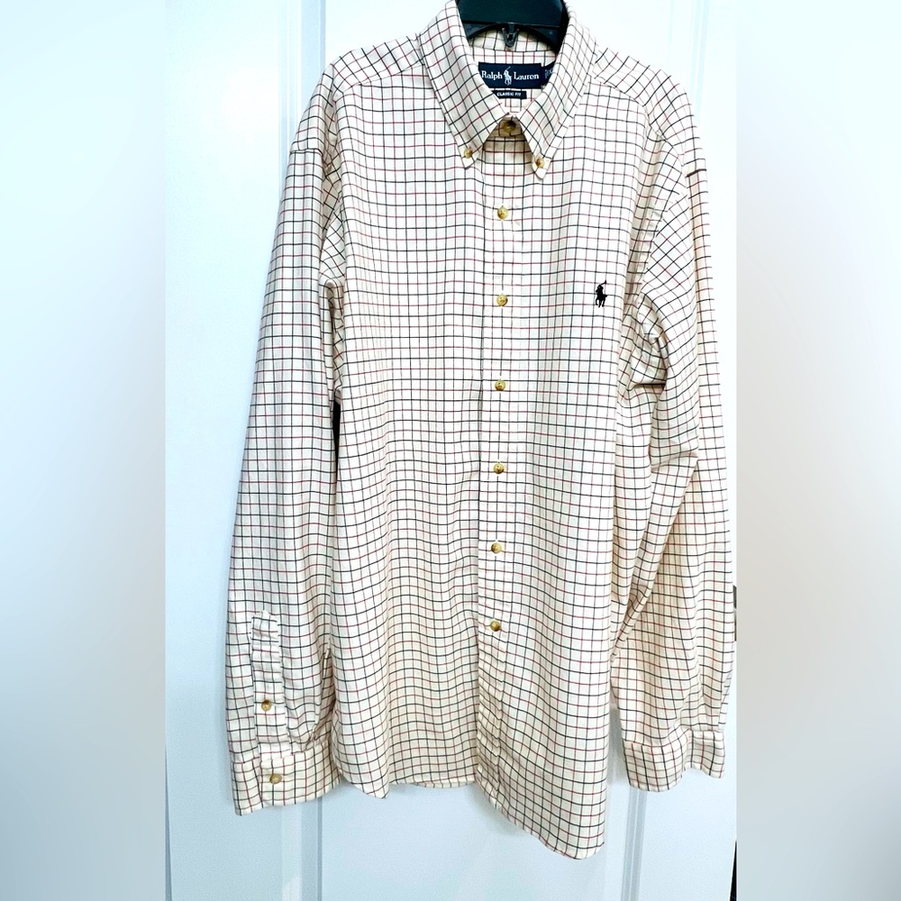 Polo Ralph Lauren Men’s XL Classic Fit Flannel Shirt white/cream color/red/black